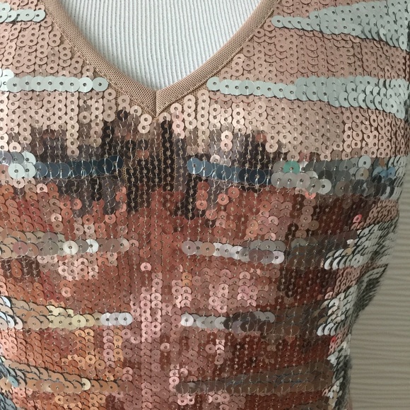 Bebe Rose Gold Stripped Sequin Dress - Picture 4 of 6